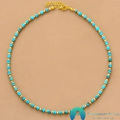 Imagem do Gargantilhas Choker de Pedras Amazonita Jaspe Verde Turquesa
