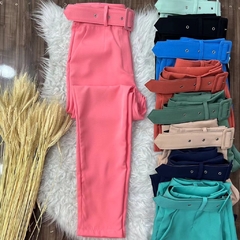 ￼Calça Feminina Alfaiataria Com Cinto Forrado Moda Feminina