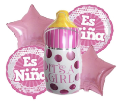 Set de globos Metalizados Baby es niña