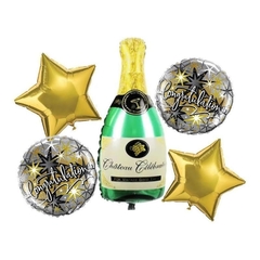 Set de globos Metalizados Botella champagne