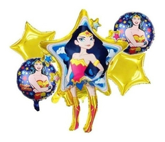 Set de globos Metalizados Mujer Maravilla