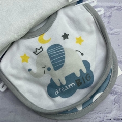 Babador kit com 5 unidades - Tema Elefante - Bebê Reborn Original - Patrícia Lima