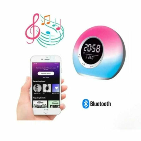 Caixa de Som RGB Relógio/Despertador/luminária ELETROMEX EL-1017