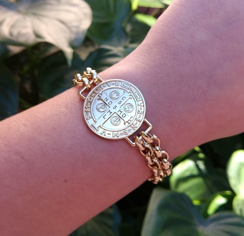Pulseira São Bento Corrente Elo Português Banhado a Ouro 18k