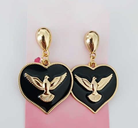 Brinco Pomba da Paz - Dourado Preto -Banhado a Ouro 18k