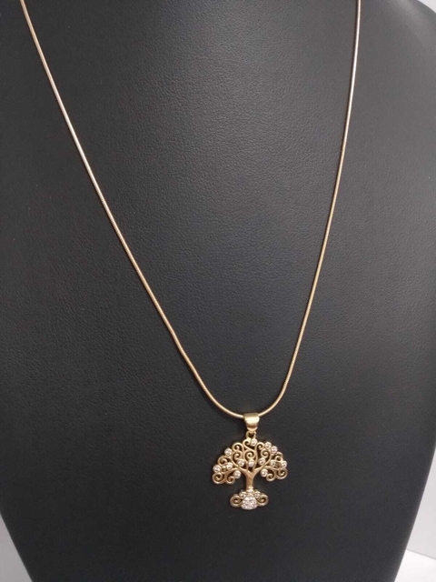 Gargantilha Arvore da Vida Com Zircônias Folheado a Ouro 18k
