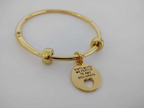 Bracelete Medalha Hoponopono - Banhado a Ouro ou Prata