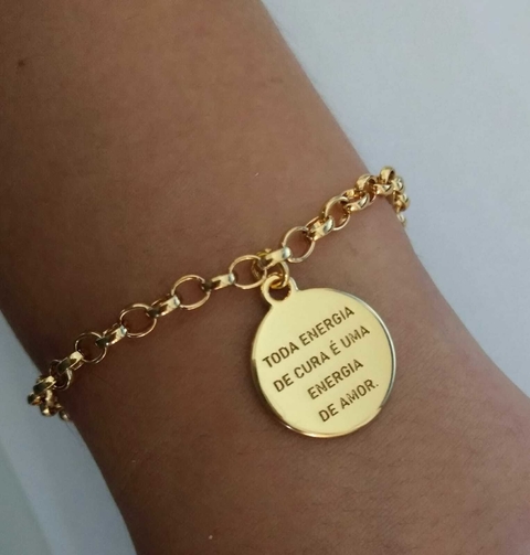 Pulseira Reiki Corrente Elo Português - Banhado a Ouro 18k
