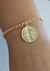 Pulseira Medalha São Bento Corrente Elo Português Banhada a Ouro 18k