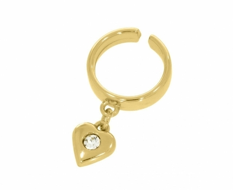 Anel Coração Com Strass - Banhado a Ouro 18k