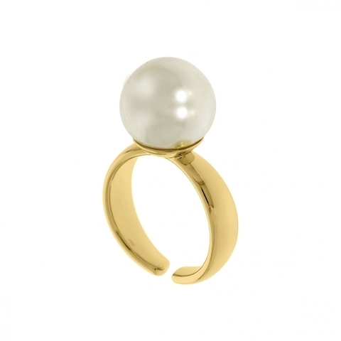 Anel Com Pérola - Banhado a Ouro 18k
