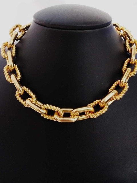 Colar Choker Celine Elo Torcido - Banhado a Ouro 18k