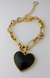 Imagem do Conjunto Pulseira + Brinco Coração Preto - Banhado a Ouro 18k