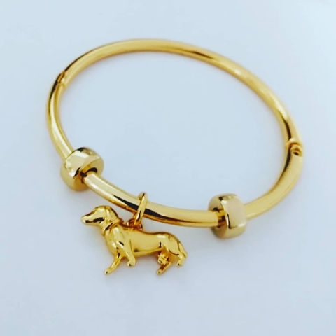 Bracelete Pet Salsichinha/Dachshund Banhado a Ouro 18k