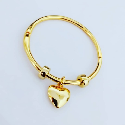Bracelete Coração Dourado Banhado a Ouro 18k