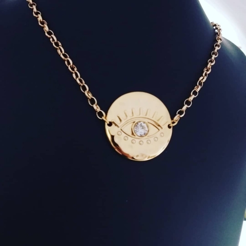 Colar Olho Grego - Banhado a Ouro 18k