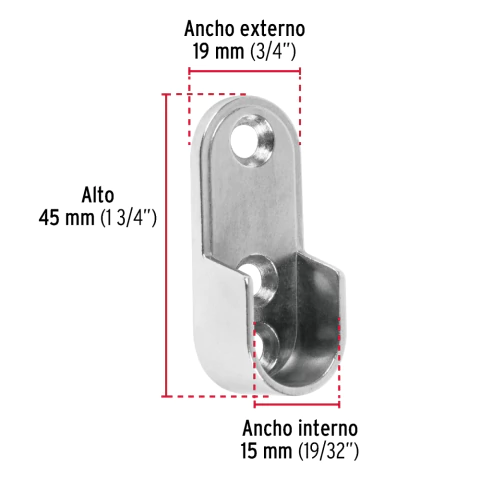 Brida niquelada para tubo ovalado de clóset, HERMEX - 48978 BTO-5 - comprar en línea