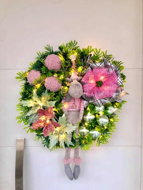 Guirlanda Rena Rosa e Verde