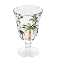 Cj 6 Taças Vidro Palm Hand Painting - 240ml - Bienestar Home & Decor