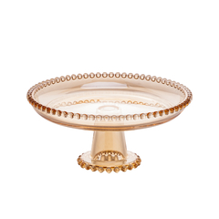 Prato de Cristal com Pé Pearl - Âmbar - 20cm x 9cm