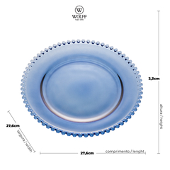 Prato de Cristal Pearl - Azul - 28cm - loja online
