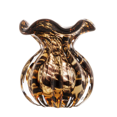 Vaso Vidro Italy - Marrom/Preto - 10 x 11cm