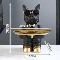 Bulldog em pé - resina - 01 bandeja - preto