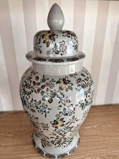 Vaso/Pote de Cerâmica com Tampa - Florido