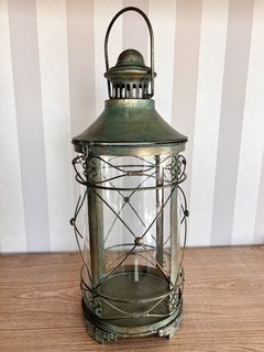 Lanterna Decorativa - Redonda - Metal e Vidro - M