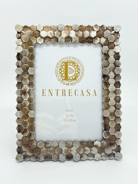 Porta Retrato Resina M - Borda 3D Prata