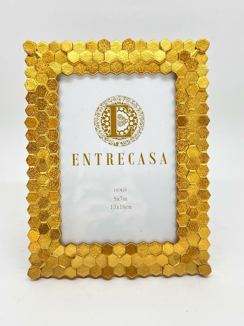 Porta Retrato Resina M - Borda 3D Dourado