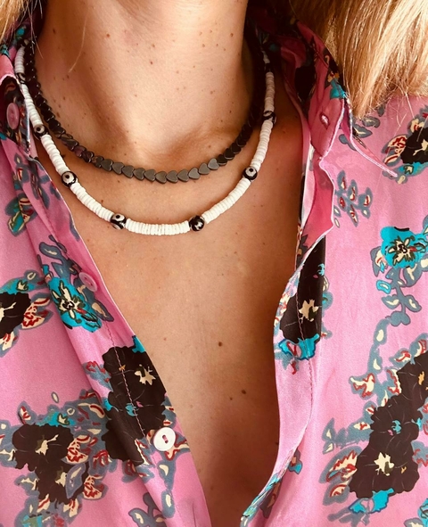 Collar piedra Onix ojo negro/blanco - comprar online