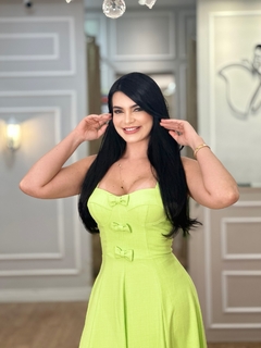 Vestido Midi de Crepe Verde Menta Cali Verde