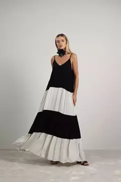 Vestido de Alça Longo Listrado Sly