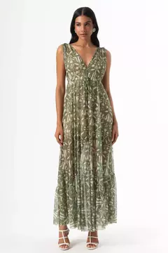 Vestido Longo de Tule Estampado na internet
