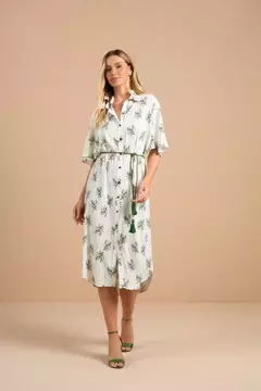 Vestido Midi Manga Curta Sly