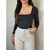 Body Feminino Decote Quadrado com Bojo Suplex Manga Longa para o Frio Outono Inverno Moda Blogueira - loja online