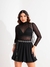 Body Tule Feminino Manga Longa Gola Alta Transparente Casual na internet