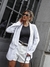 Blazer Feminino Alfaiataria Alongado Social Risca de Giz - Shop CBS