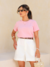 Imagem do Tshirt Feminina Básica 100% Algodão Lisa Gola Ribana