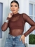 Imagem do Body Tule Feminino Manga Longa Gola Alta Transparente Casual