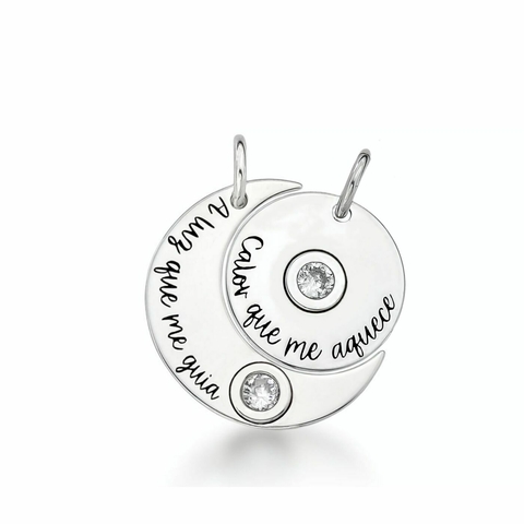 Colar de Prata Duplo Sol e Lua