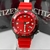 1 Linha Diamante Eco-Drive - Vermelho - Pulseira de borracha - À PROVA D'ÁGUA 