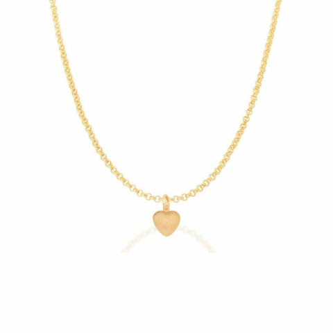 Gargantilha Correntes Elos Português com Pingente Coração Fosco estilo Almofada banhada a Ouro 18K Rommanel - comprar online