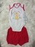 BODY REGATA BORDADO COM SHORT VERMELHO FEM TAM M 3890 (3 A 6 MESES)