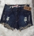 SHORT JEANS FEM AZUL ESCURO FORTE MEDRADO TAM 44