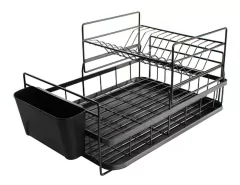 Escurreplatos 2 niveles 43 x 32 x 24 cm. negro - Vonne