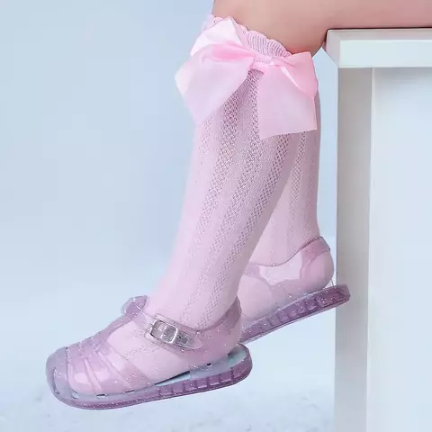 MEIA 3/4 LISA COM LACO FEM PIMPOLHO ROSA - comprar online