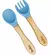 KIT TALHERES EM SILICONE E BAMBU AZUL na internet