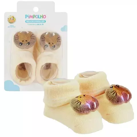 MEIA BICHINHO LED 00-15 UNISSEX PIMPOLHO BEGE/LEAO MARINHO - comprar online